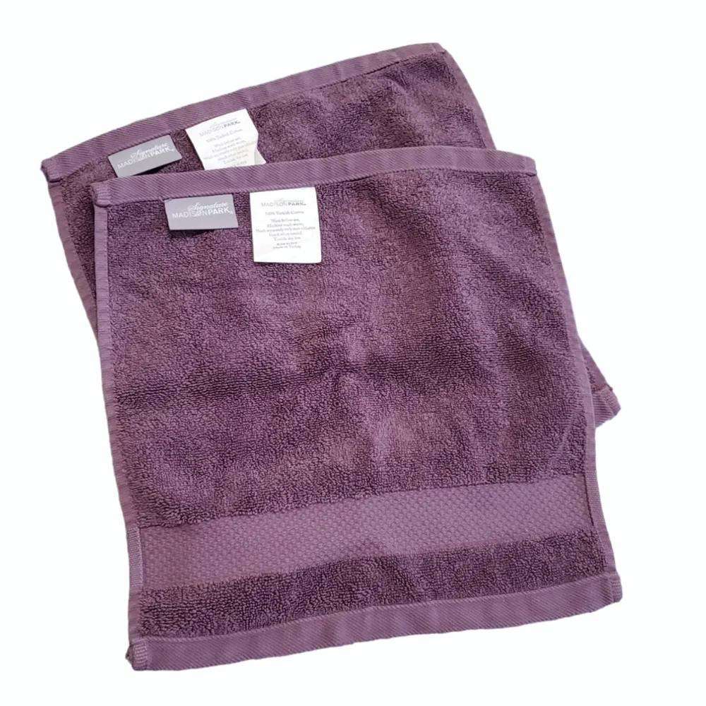 Madison Park Signature Set of 2 Luxurious Turkish Cotton Washcloth Dusty Purple